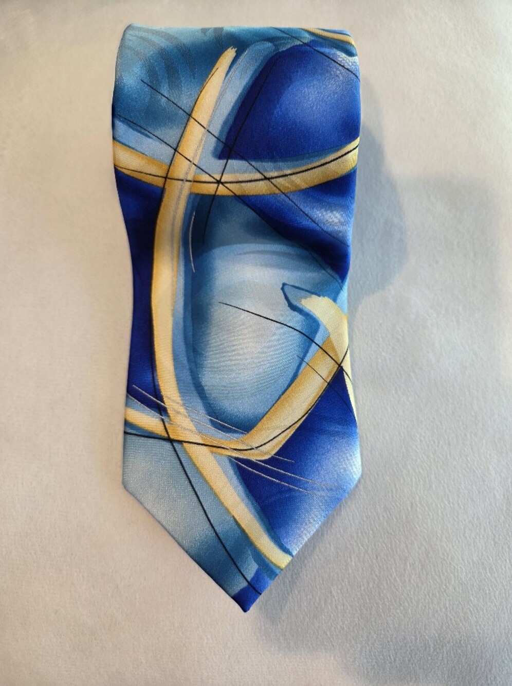 Jerry Garcia Blue and Yellow Abstract Silk Tie
